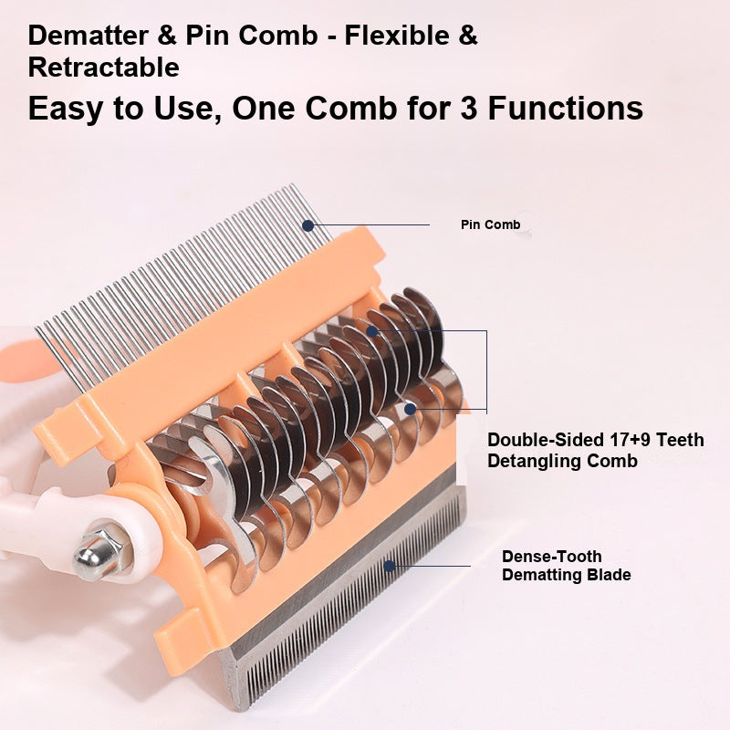 Pet Detangling Comb Dogs Cats - Multifunctional Three