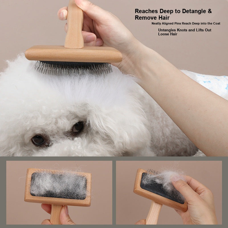 Wood Pet Comb For Dogs Cats Detangle - Remove Loose Hair