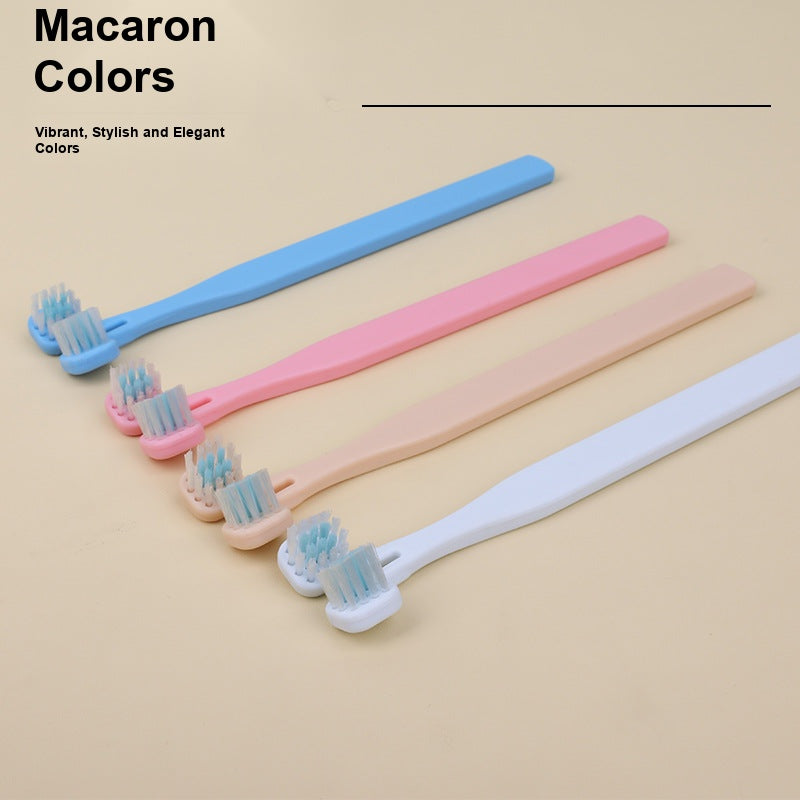Macaron-colored Pet Toothbrush Double - Sided Head, Soft Bristles