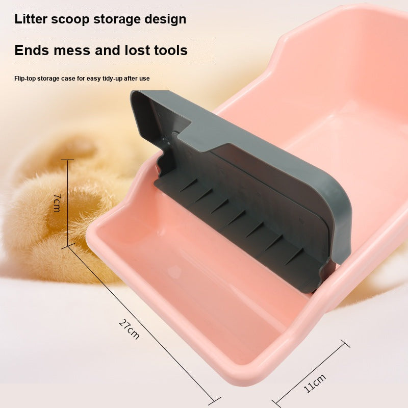 Large Semi-enclosed Cat Litter Box - Large, Plastic Toilet